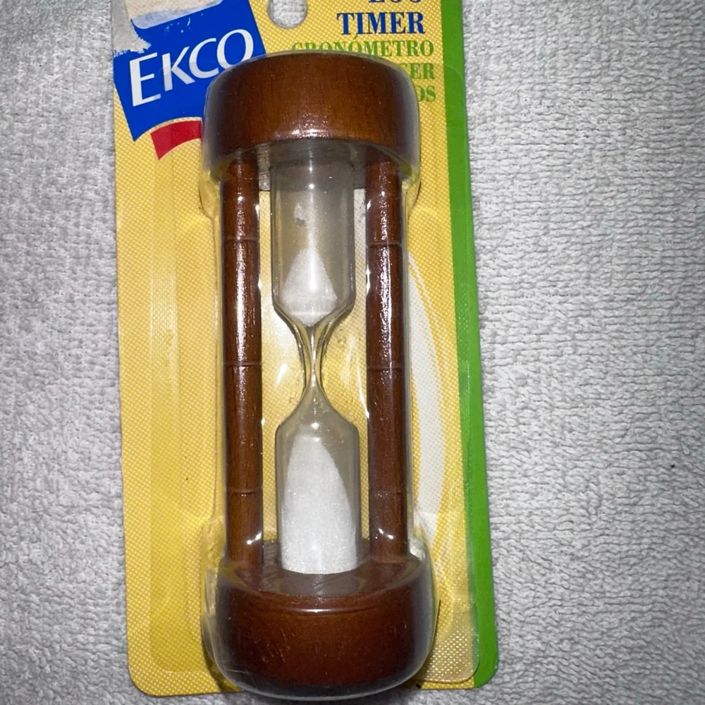 NOS Vintage 2002 EKCO Wood Holder 3 Minute Egg Timer #00399